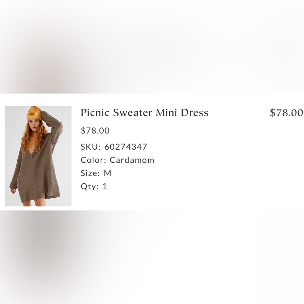 Free people beach picnic sweater mini dress